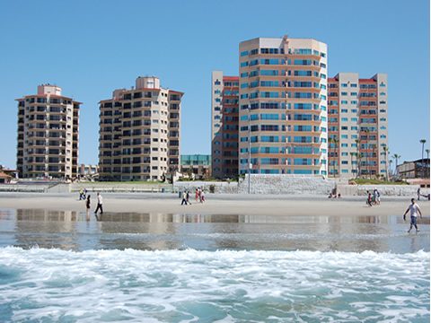 Oceana towers seen from the beach